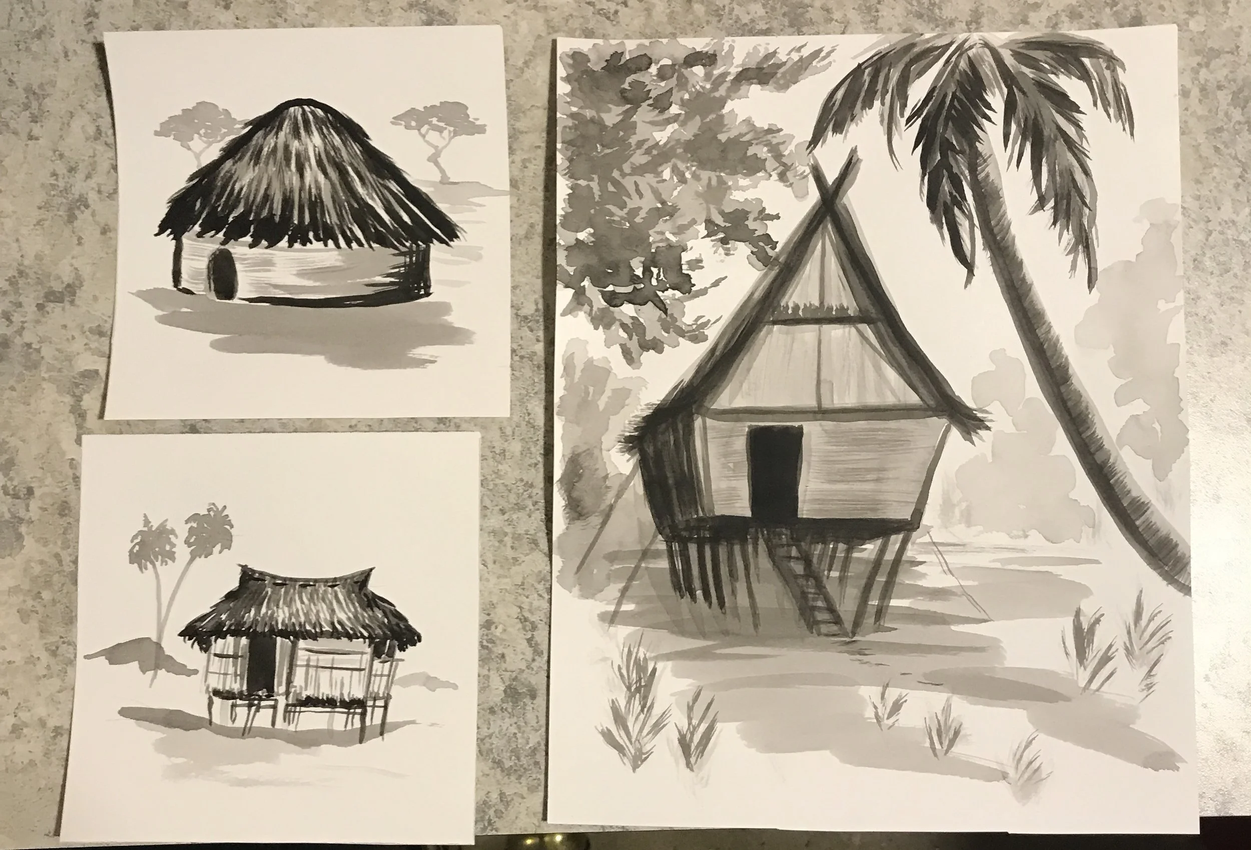 "Homes Around the World"
Acrylic on Paper