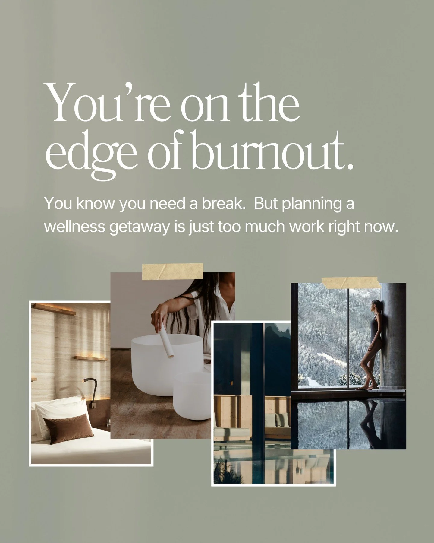 You've been "about to plan a wellness trip" for six months.

You have the saved posts. You have the tabs open. You even have the dates blocked.
But every time you sit down to figure it out, something more urgent comes up and the trip quietl