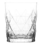 Empty crystal glass tumbler viewed from the front