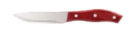 Kitchen knife with a red handle and silver blade