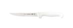 A white knife with a plastic handle and a blade.