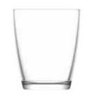 A clear, empty drinking glass