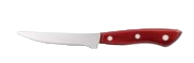 Kitchen knife with a red handle and silver blade