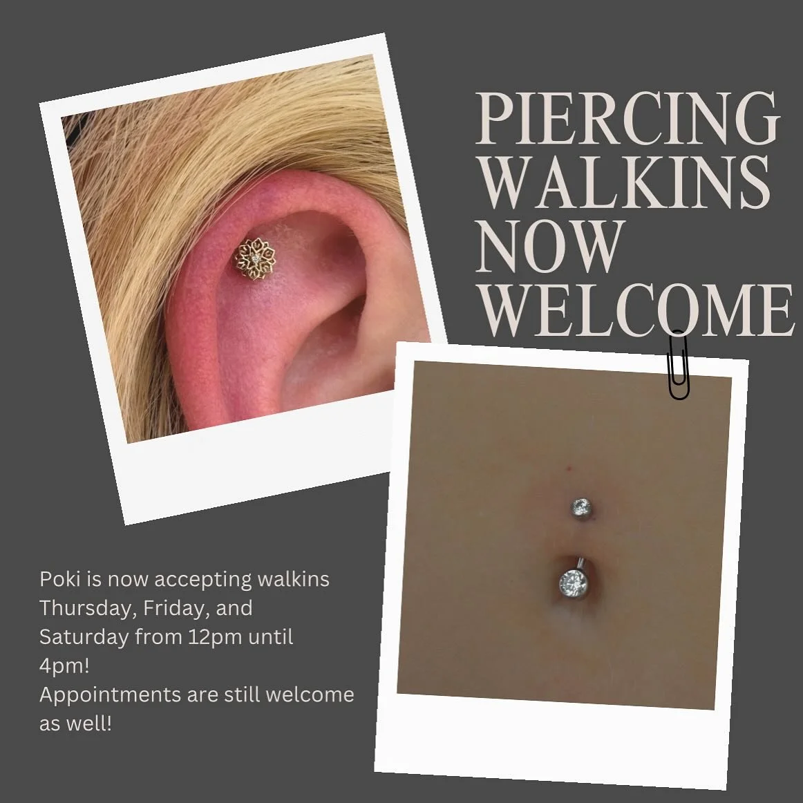 ✨ Walk ins Welcome ✨
Thursday through Saturday 12 to 4