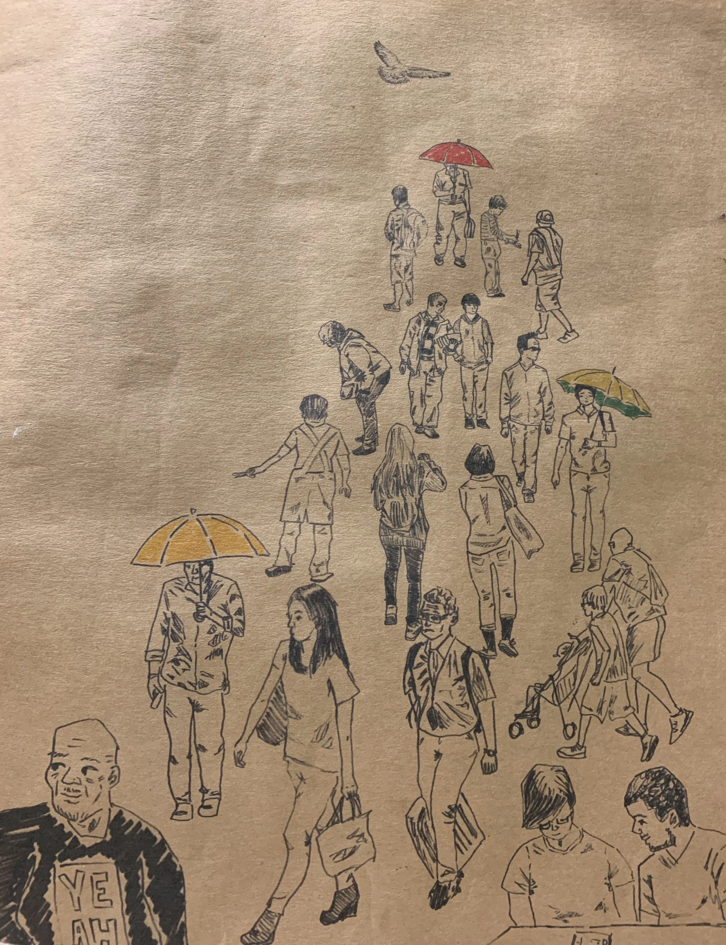 Rainy Day (Paper, Ballpoint Pen, Felt Marker)