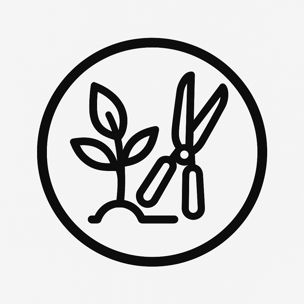 Clock with a plant and pruning shears inside the clock face