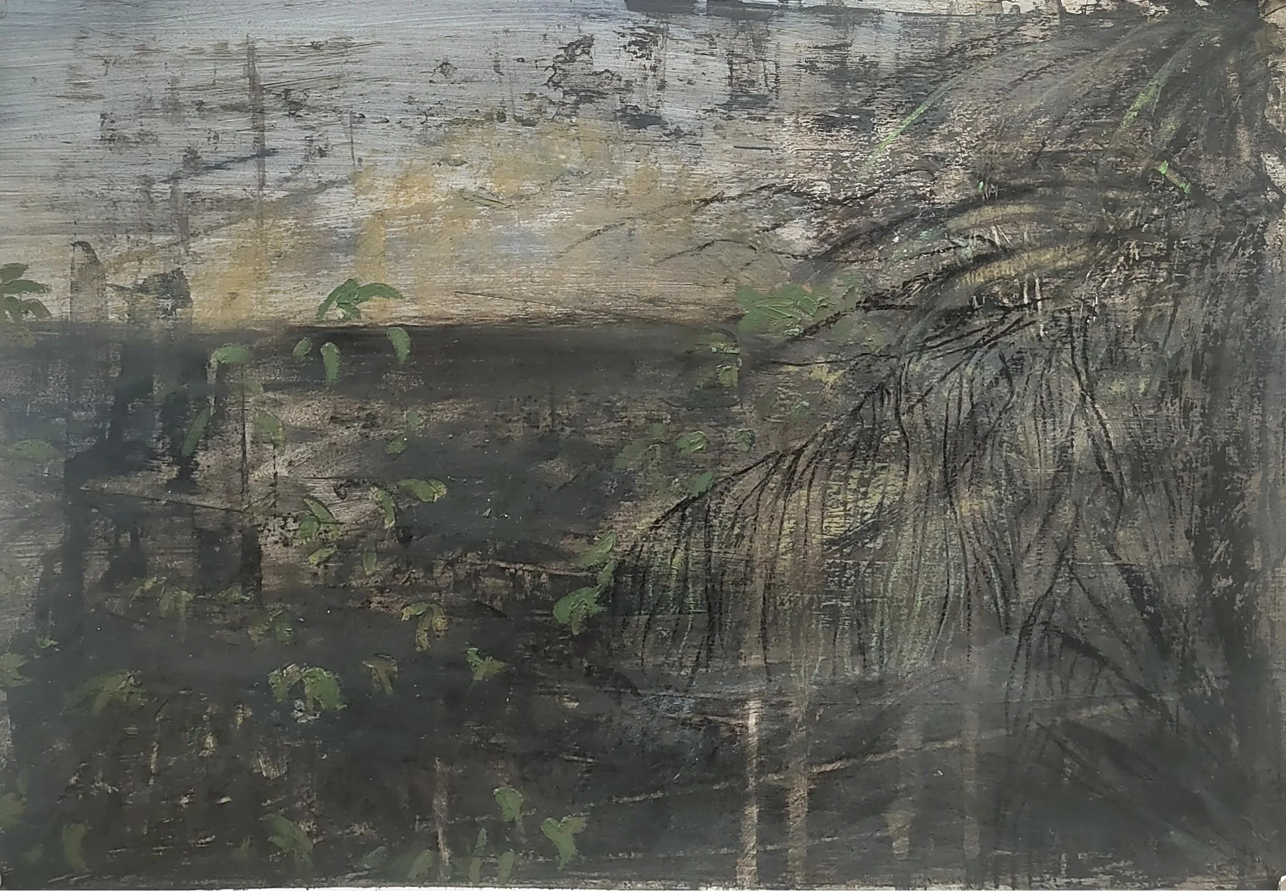 This is not a visual image (4), 2023. Oil and Oil pastel on gessoed fine paper - 21 x 29.7 cm.