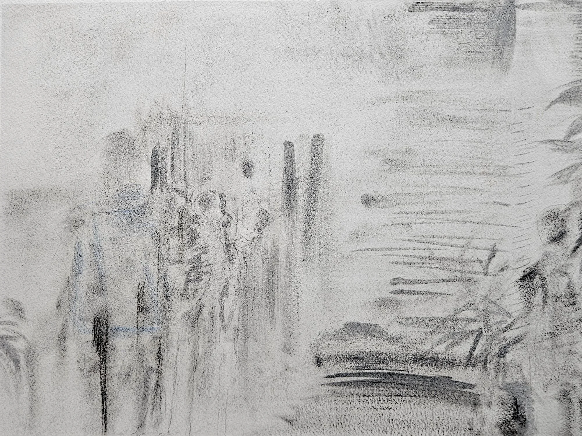 Fleeting Moment (3), 2024. Charcoal, chalk and soft pastel on cold pressed paper - 40x30cm