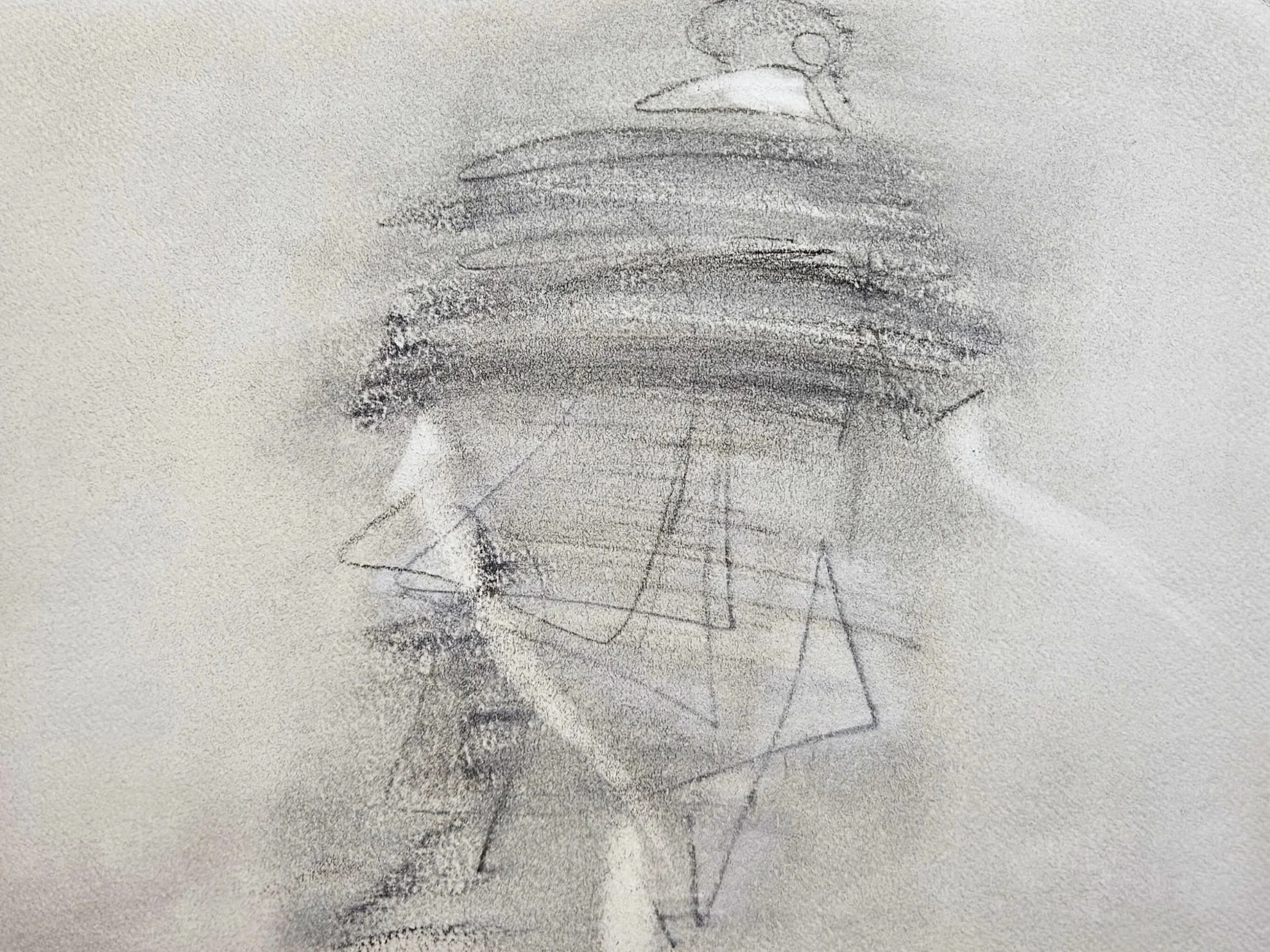 Fleeting Moment (2), 2024. Charcoal, chalk and soft pastel on cold pressed paper - 40x30cm
