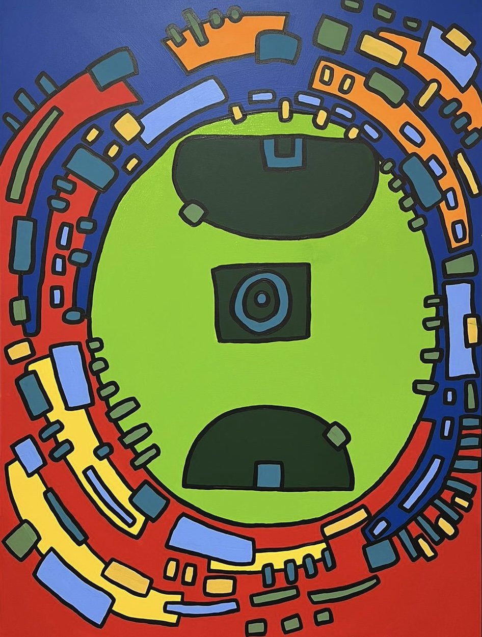 The Big Dance
H: 121.9 W: 91.4cm
Acrylic on canvas. Black floating frames.
On AFL’s biggest day of the year, all eyes are on the MCG. Crowds flock to the stands, with sole focus on that first centre bounce. The amphitheatre hosts a sea of colour, n