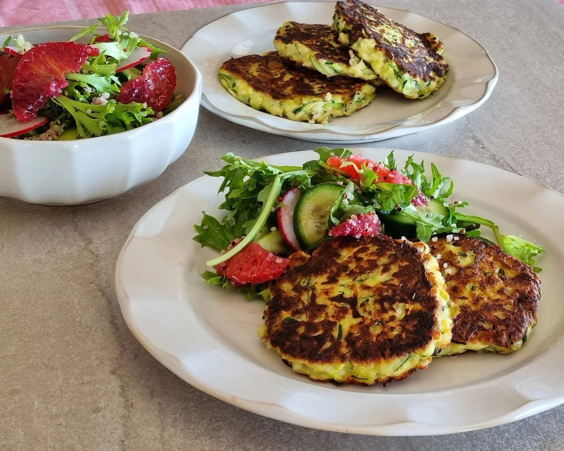Haloumi fritters with blood orange salad