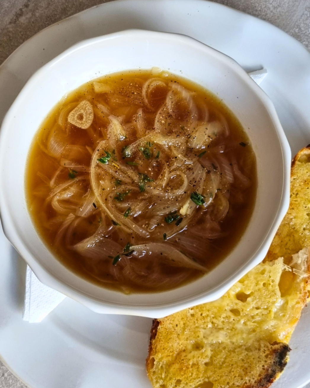 French Onion Soup with Cheesy Mustard Toast