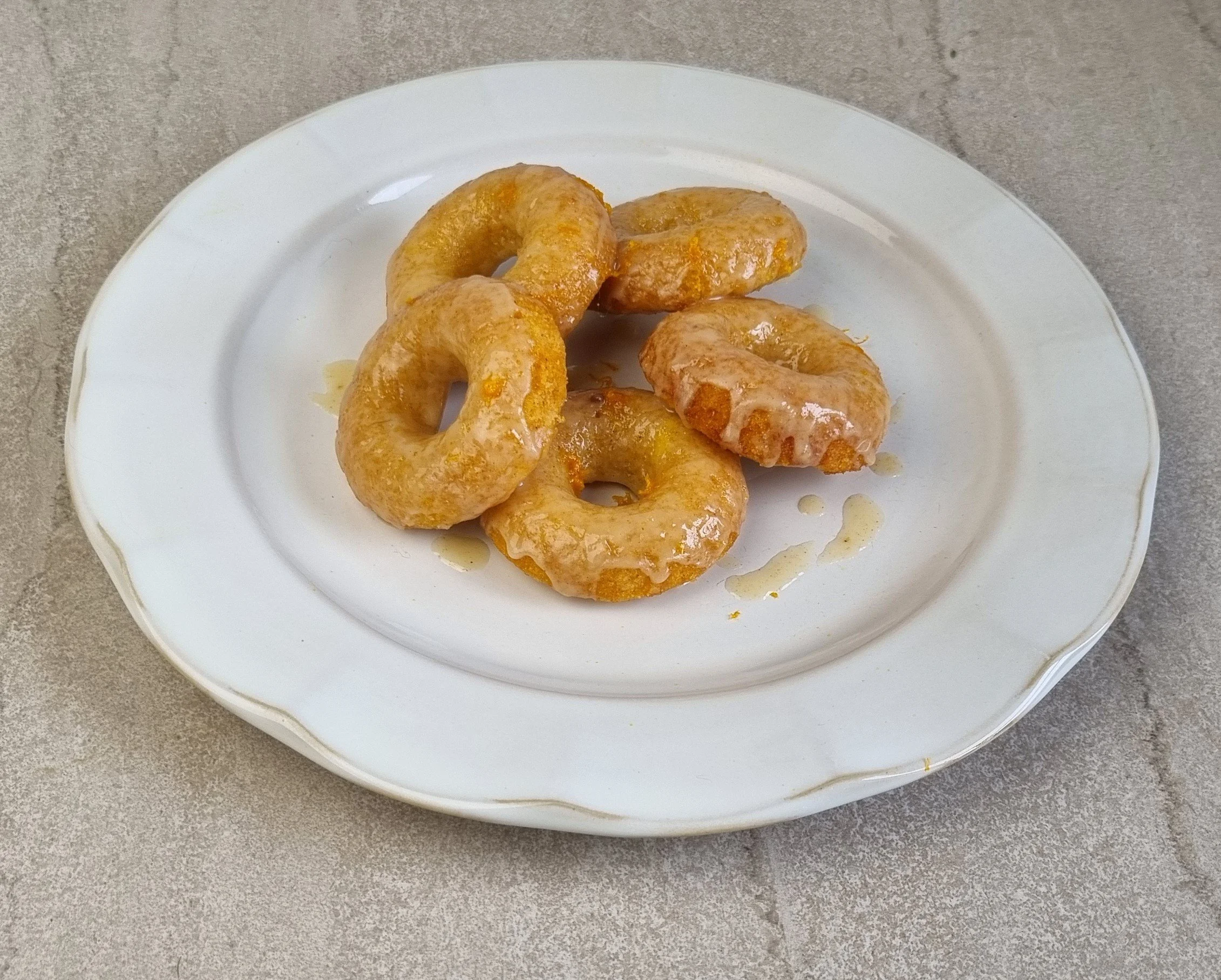 Whole Orange, Ginger & Polenta Glazed Doughnuts