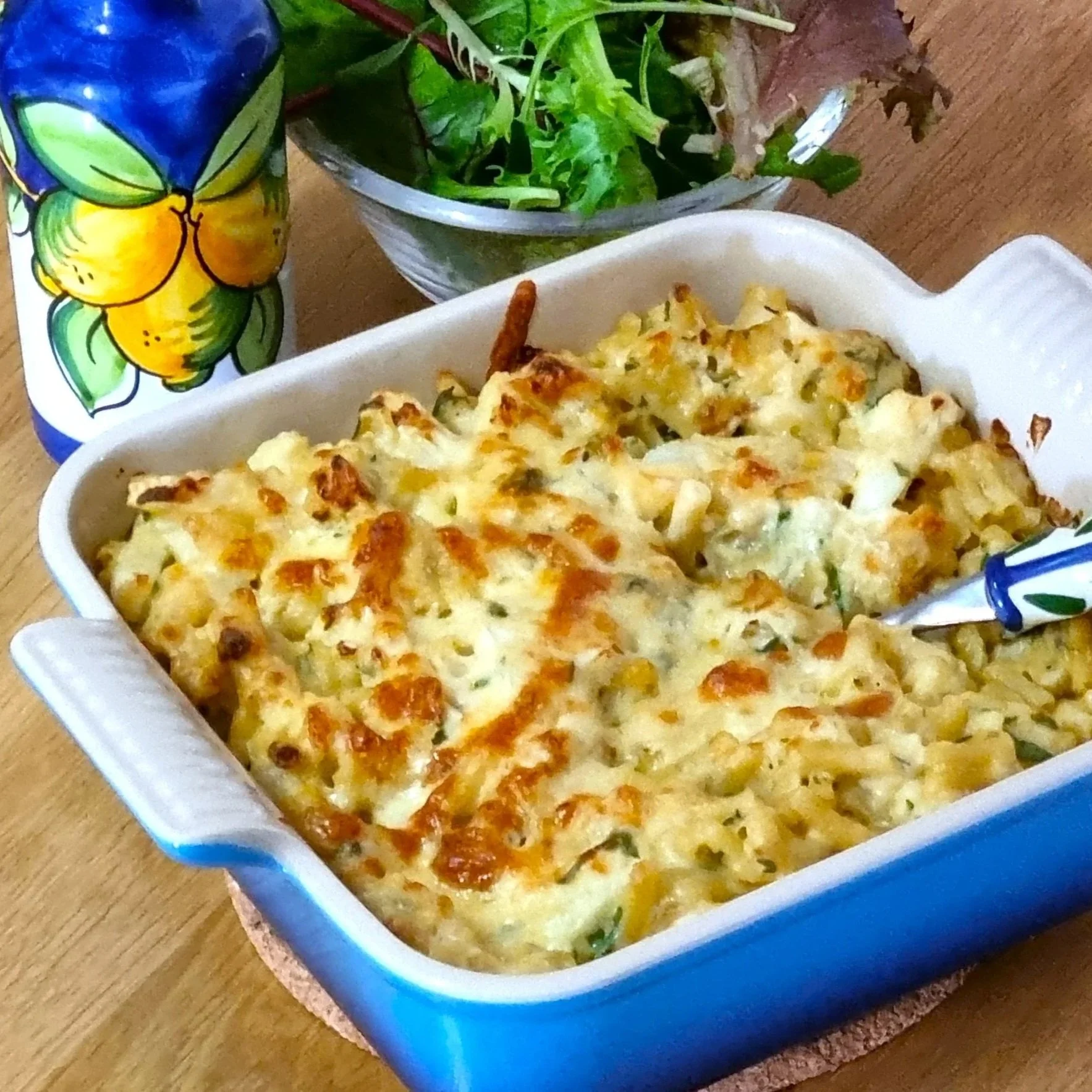 Baked cauliflower mac & cheese