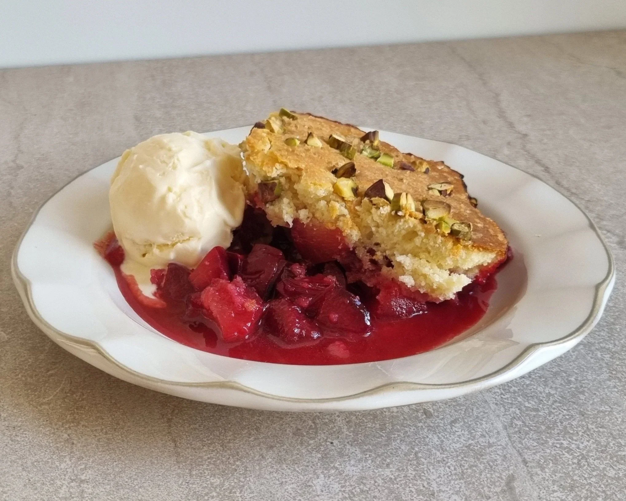 Lemon, Pistachio & Plum Cobbler