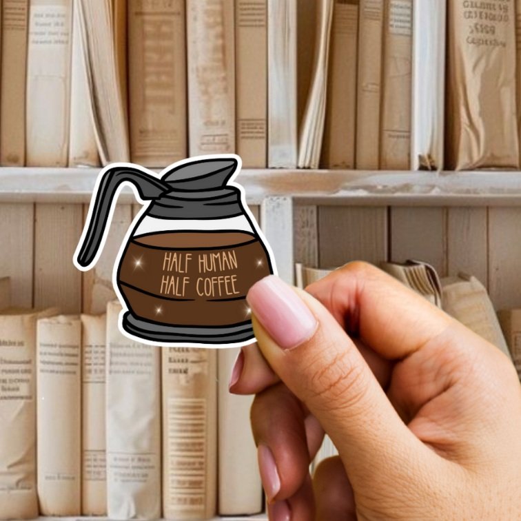 Half Human Half Coffee Sticker