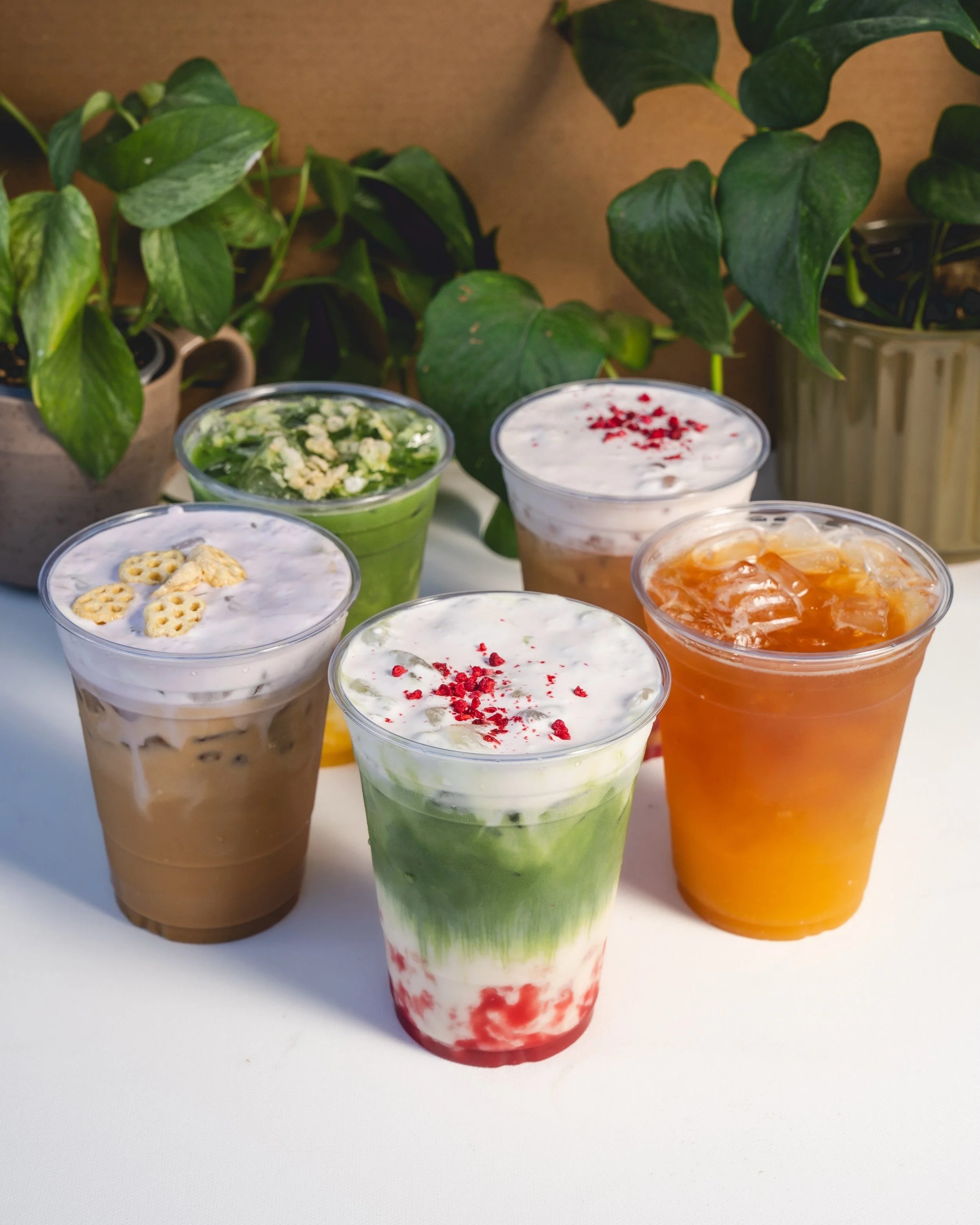 Happiness is our summer drinks launching tomorrow ☀️ 

&bull; Raspberries and cream iced latte (espresso or matcha)
&bull; Lavender honeycomb iced latte 
&bull; Mango mango matcha 
&bull; Perfect summer peace iced tea

*Only sold at our Orange locati