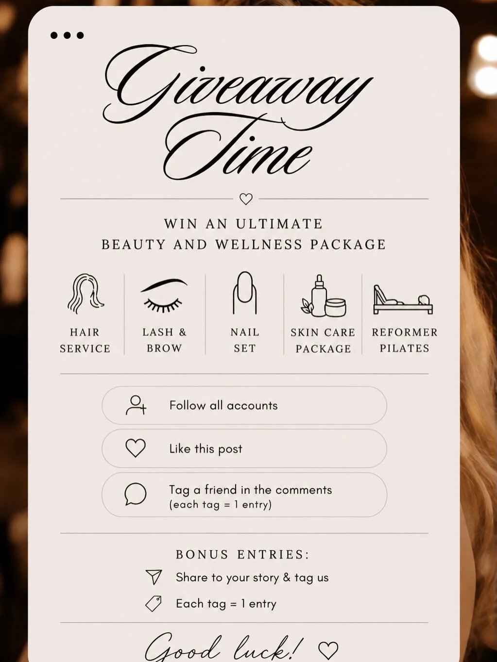 ✨ GIVEAWAY TIME ✨

Just in time for Mother&rsquo;s Day, we&rsquo;ve teamed up to give ONE lucky winner + 5 runner-ups the chance to win the ultimate beauty &amp; wellness package, valued at over $1,000 🤍 

WHAT YOU COULD WIN: 
Hair by @in.mikas.chai