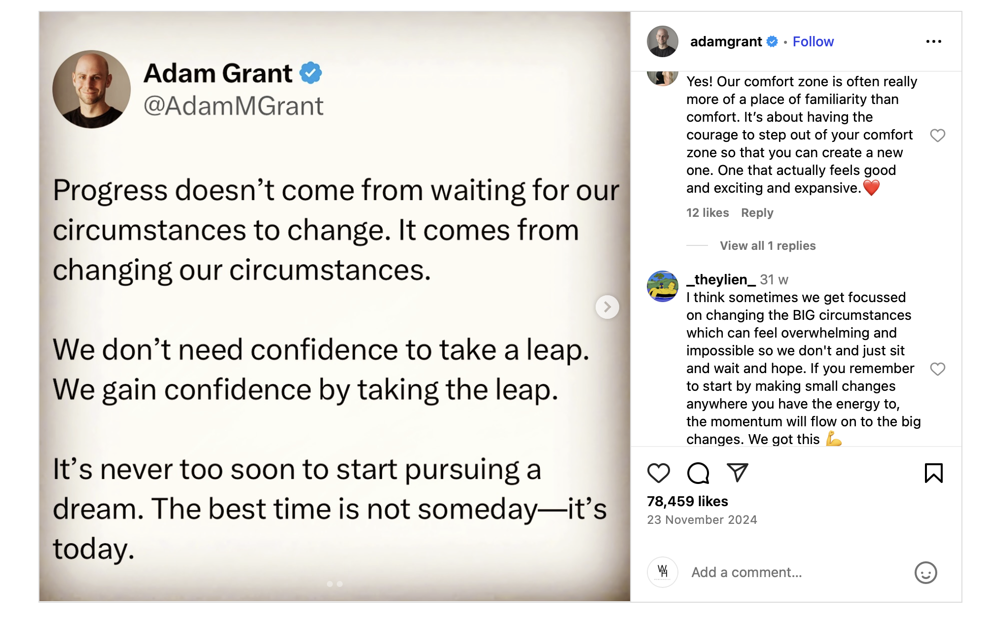 Many people regret waiting too long. Few regret starting too early.