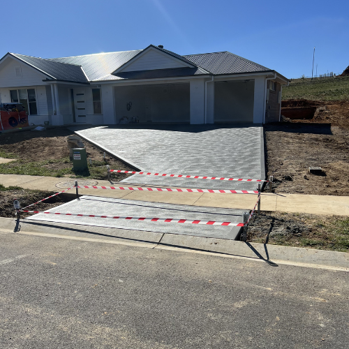 A New concrete driveway at Elm Grove Estate, Bungendore - NSW