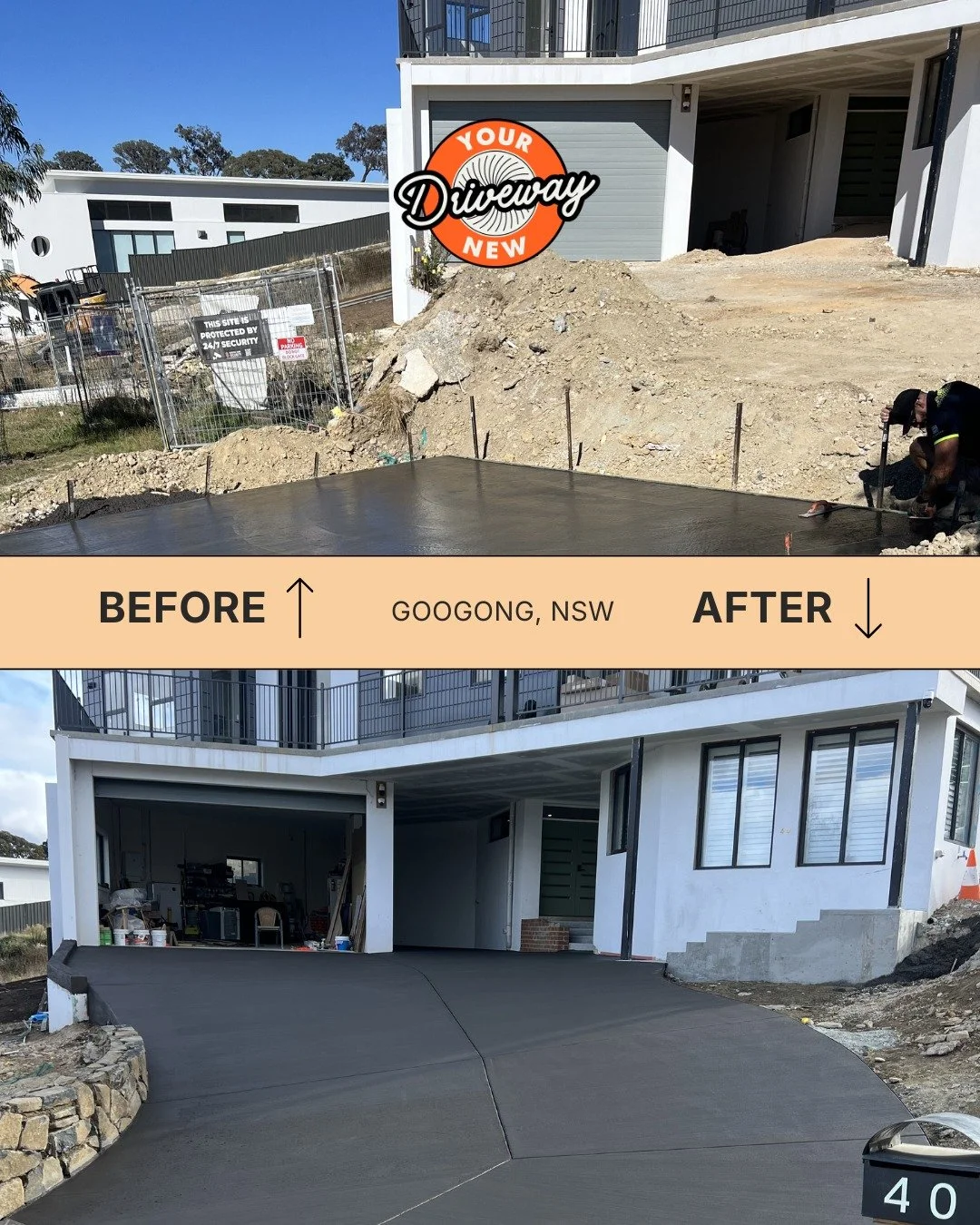 A new home in Googong, complete and lived-in, but still waiting on its driveway and front entry. This was one of the more demanding sites we've taken on, a sloped block with the rocky ground Googong is known for, calling for major rock excavation, ca