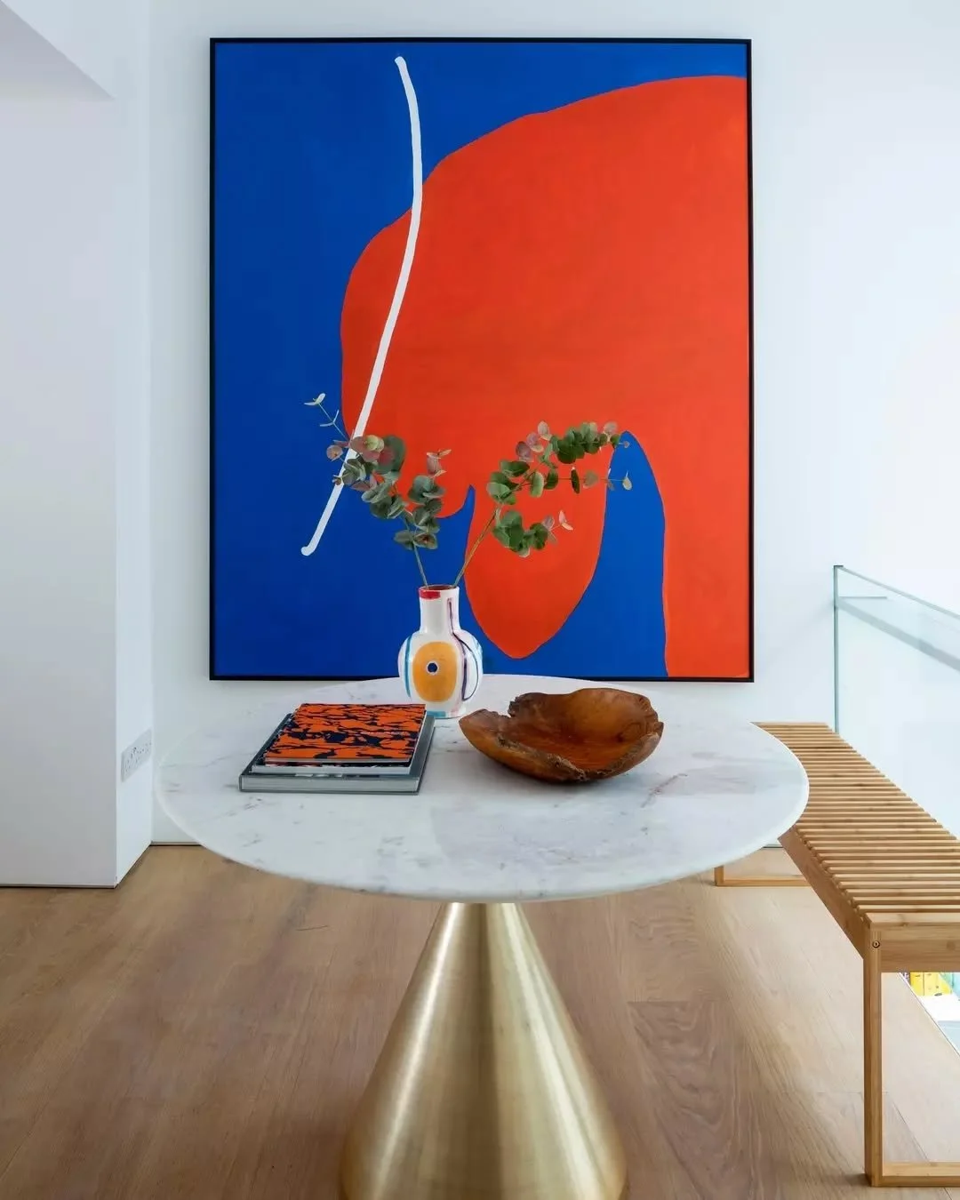 Having a statement piece is always a good idea.&nbsp; We sourced this beautiful art piece for our clients to inject bold colour and playfulness into this neutral background.

Art: @saatchi_gallery