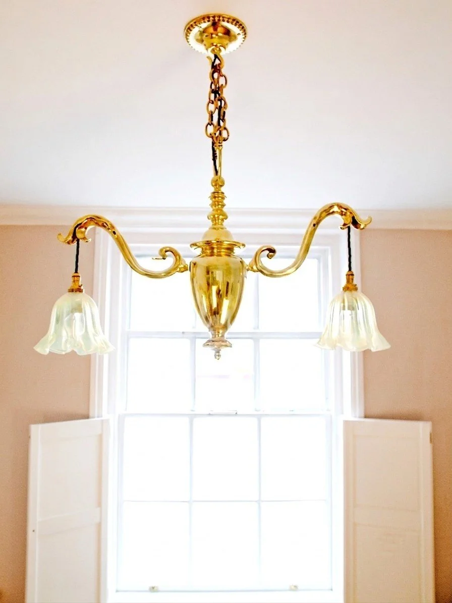 RESERVED 'Aquamarine' - 20th Century Edwardian-Style Ceiling Light