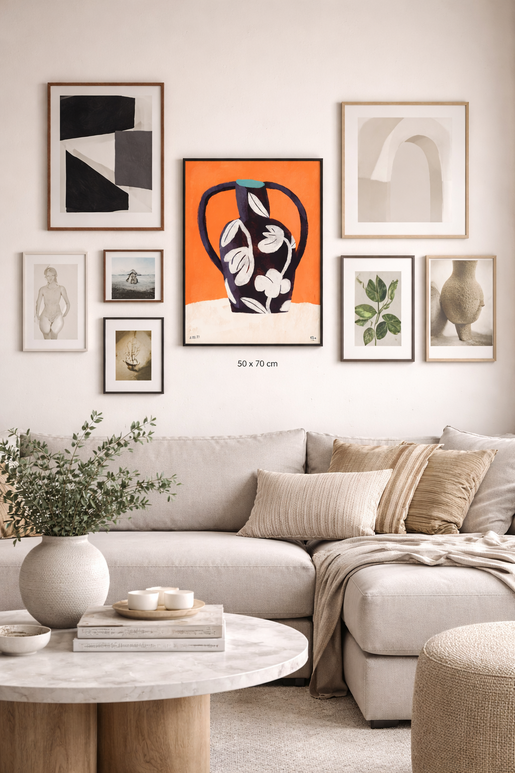 Black Vase White Flowers - styled living room.png