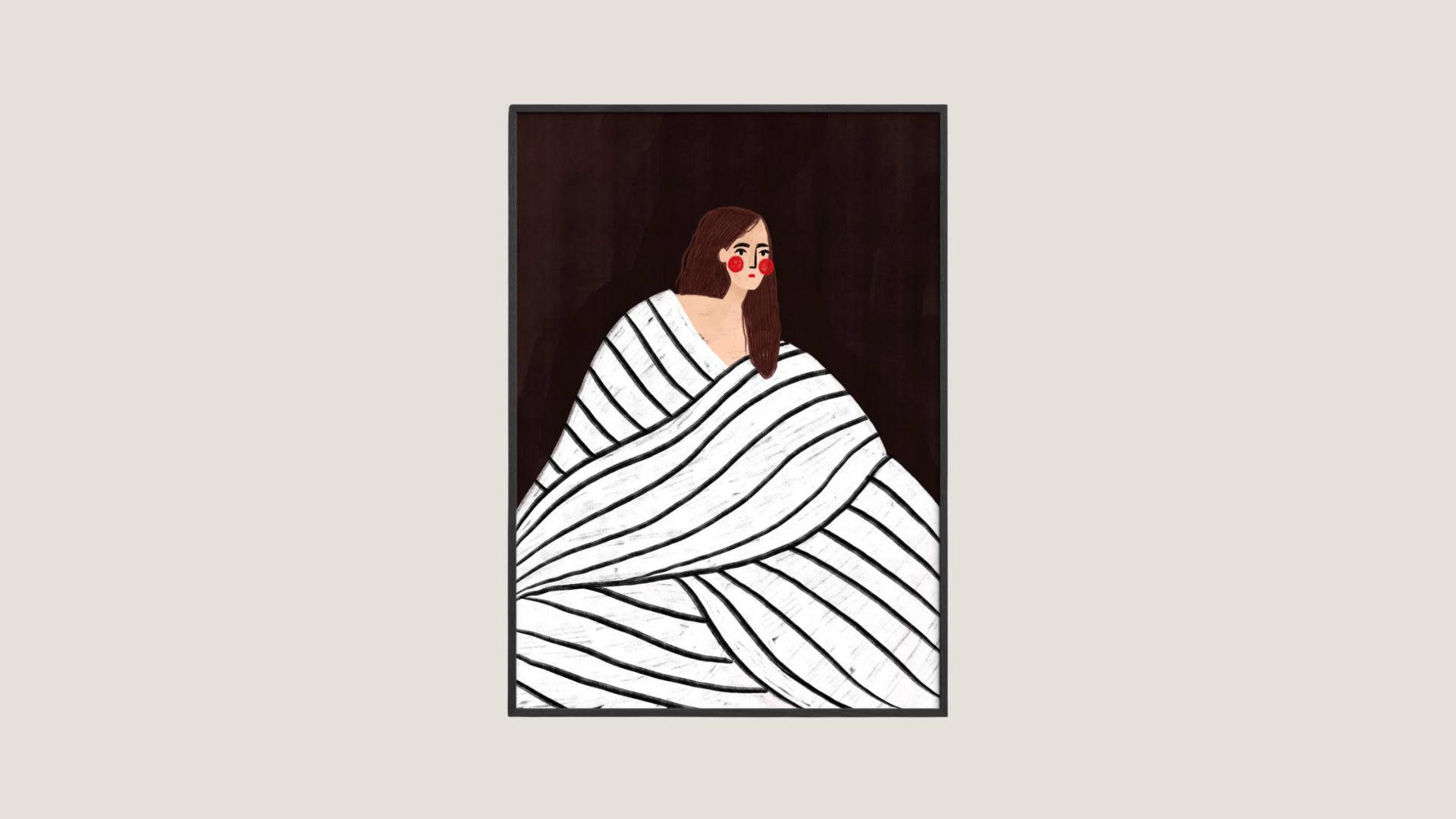 The Woman with Black and White Stripes - black frame.png