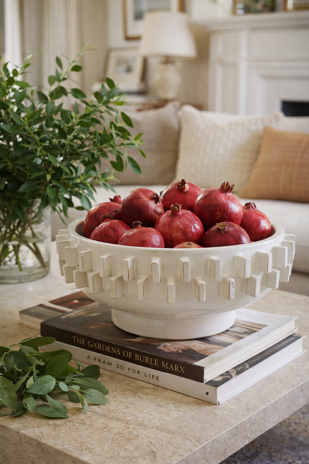 A large white bowl featuring a detailed edge.