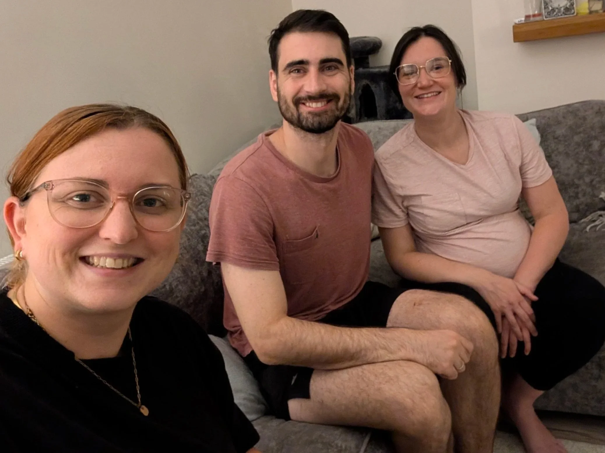 Confident, positive couple pregnant with their second child doing hypnobirthing sessions.