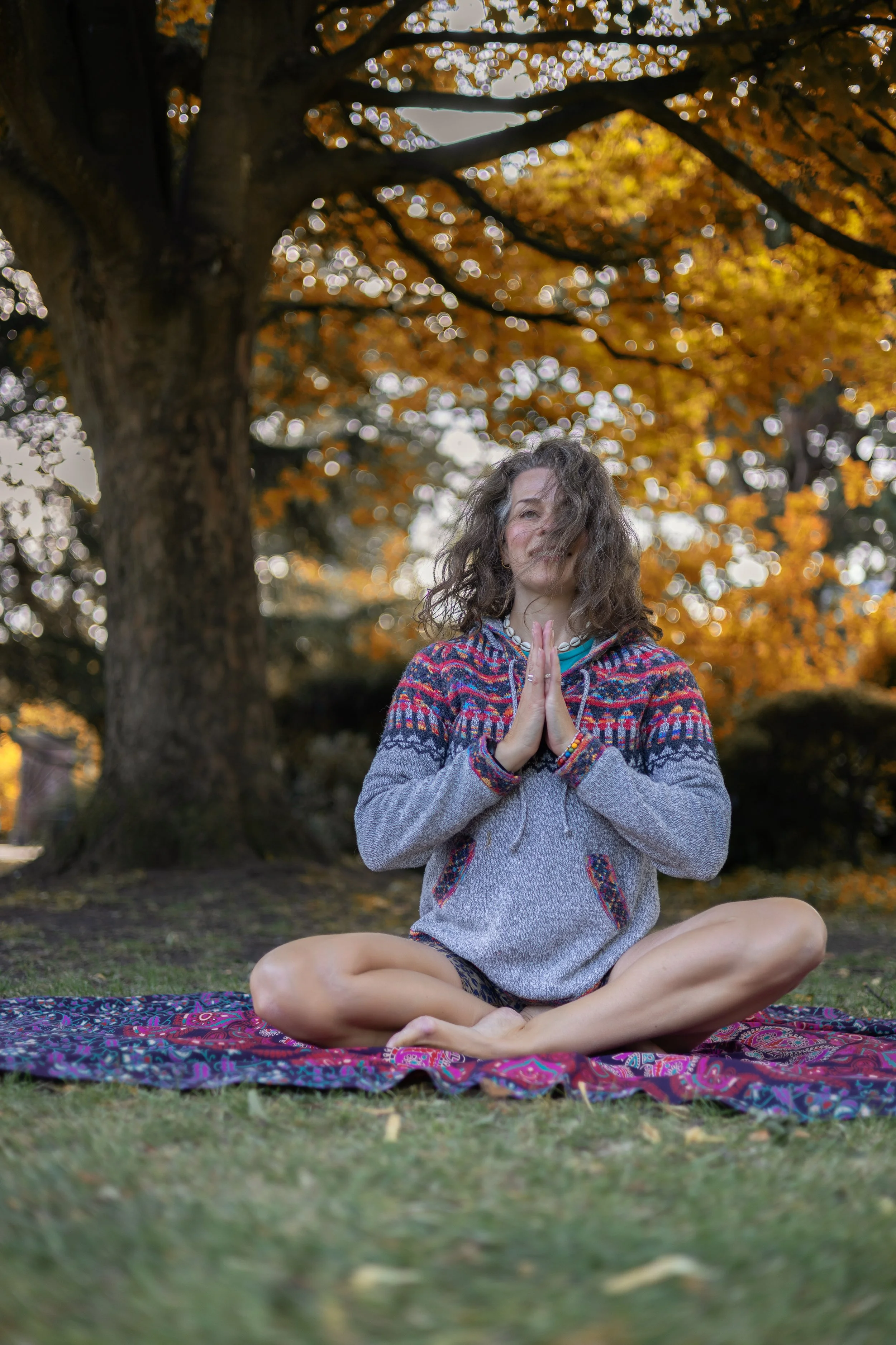 Jo practising yoga in Gosforth to feel connected and calm