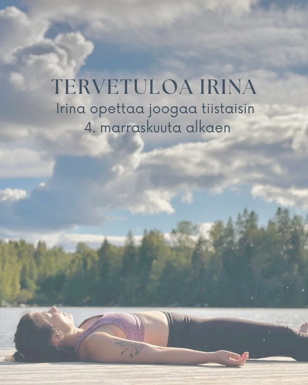 Toivotamme Irinan tervetulleeksi Studio Nadaan! 💕 

Irina on jooganopettaja ja thaimaalaisen joogahieronnan harjoittaja, joka on kotoisin Oulusta. 

H&auml;n on uransa aikana asunut kolmella mantereella, viidess&auml; maassa ja ker&auml;nnyt matkan 