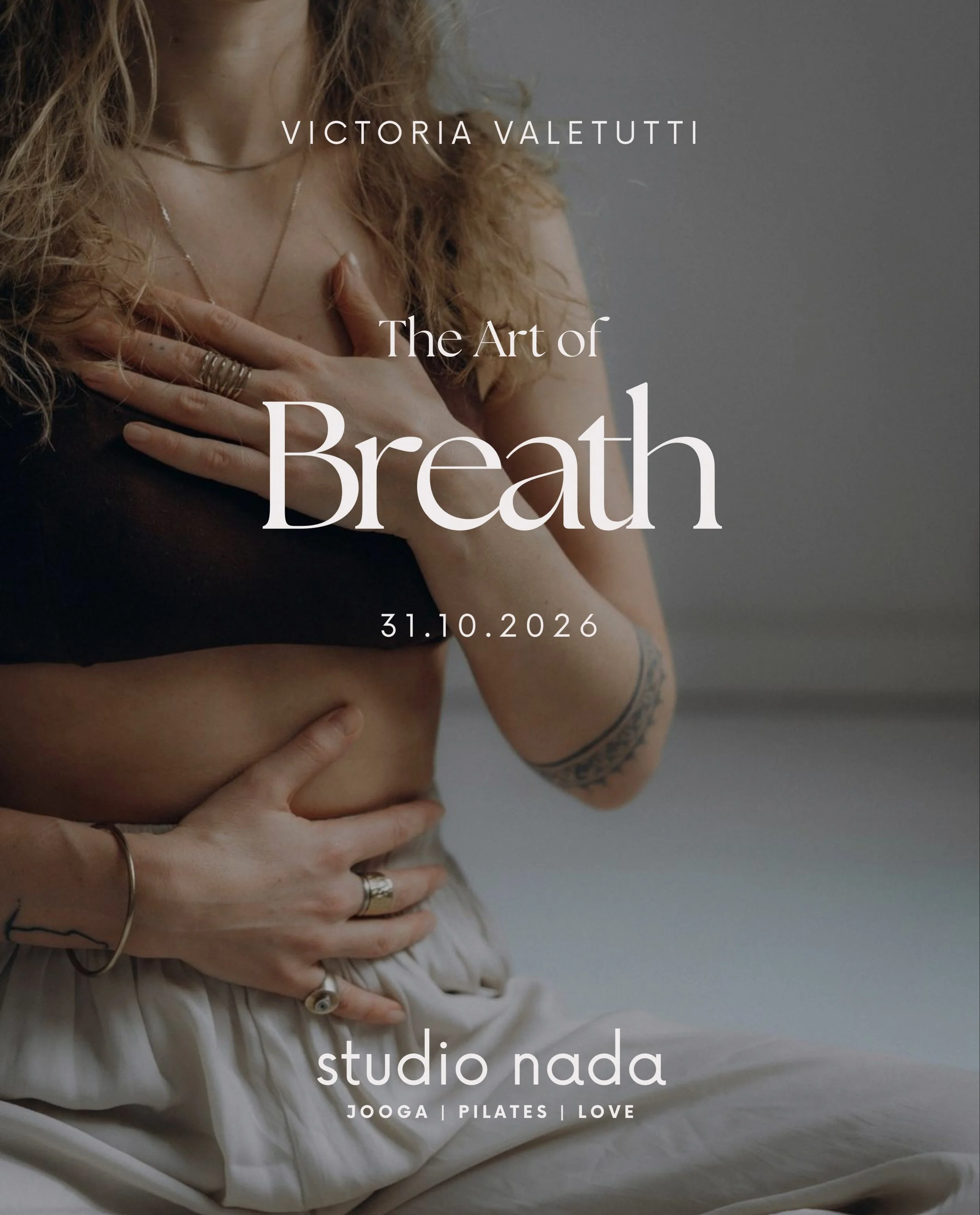 Sukella syvemm&auml;lle hengitykseesi ikiaikaisten pranayama-harjoitusten ja modernin tieteen n&auml;k&ouml;kulmista. 

Studio Nadalla on kunnia saada vieraakseen Victoria Valetutti (@vicvaletutti) vet&auml;m&auml;&auml;n suositun The Art of Breath -