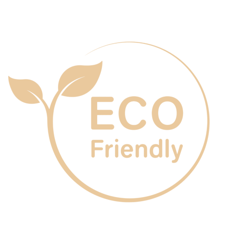 Eco-friendly logo with a leaf design and the words 'ECO Friendly' inside a circular outline.