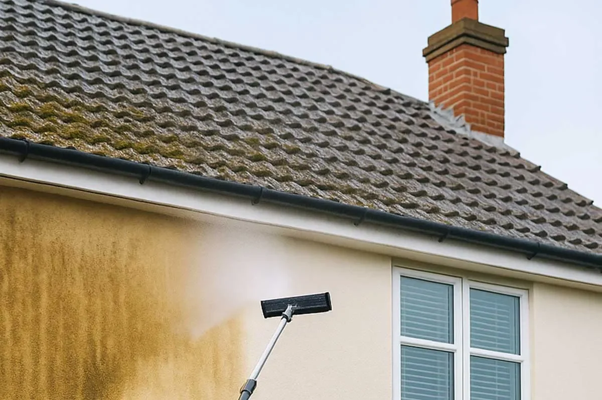 The exterior of a house being cleaned and restored by Brilliant Sheen in Surrey
