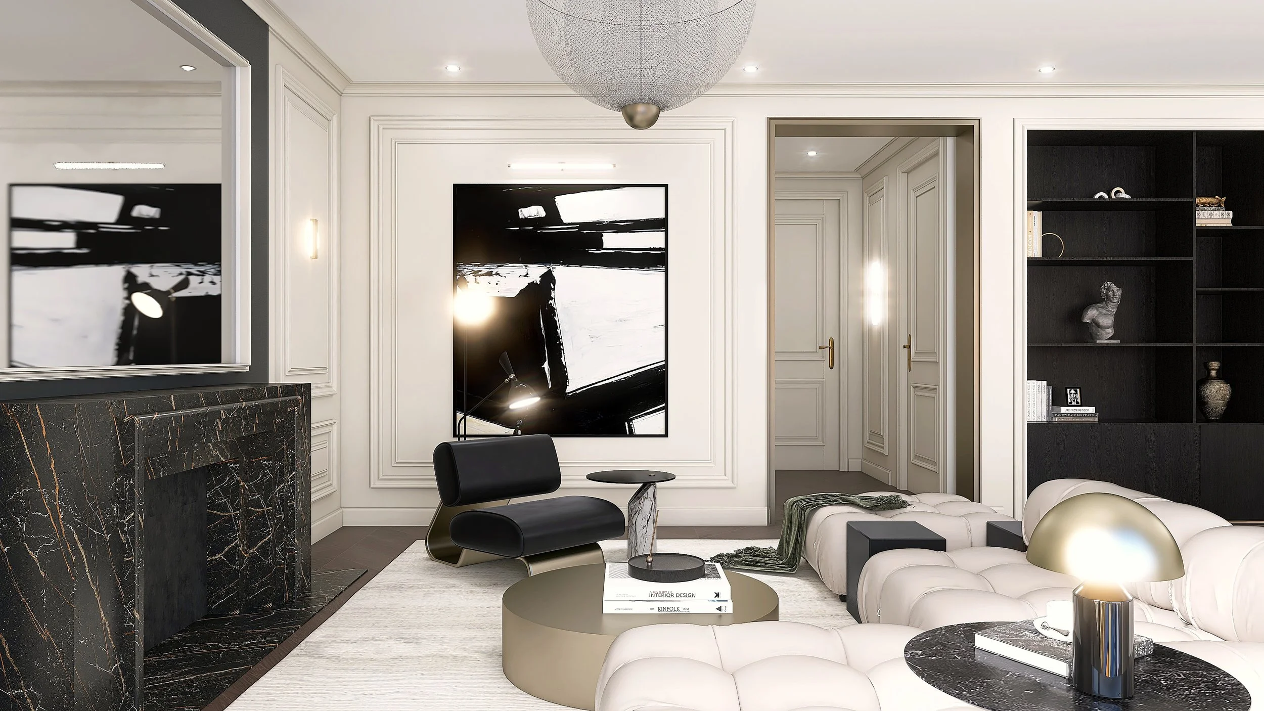 Interior Design , Paris, Spatial Design , Modernism, Luxury, Elgance, Marble, Contrats, Balance, Suite, Boutique Hotel, Classy,