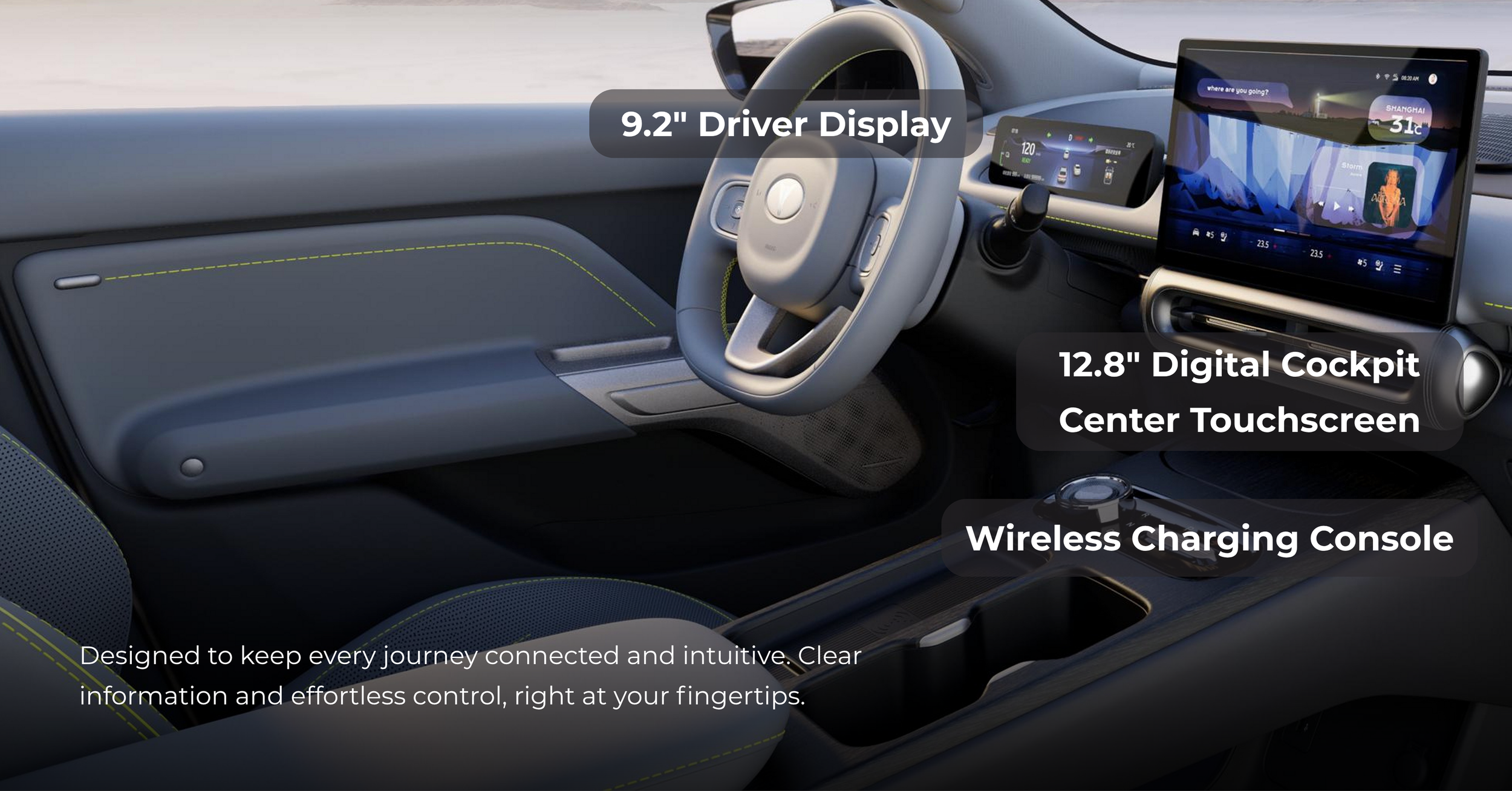 12.8 inch Central Touchscreen and 9.2 inch Digital Driver Display