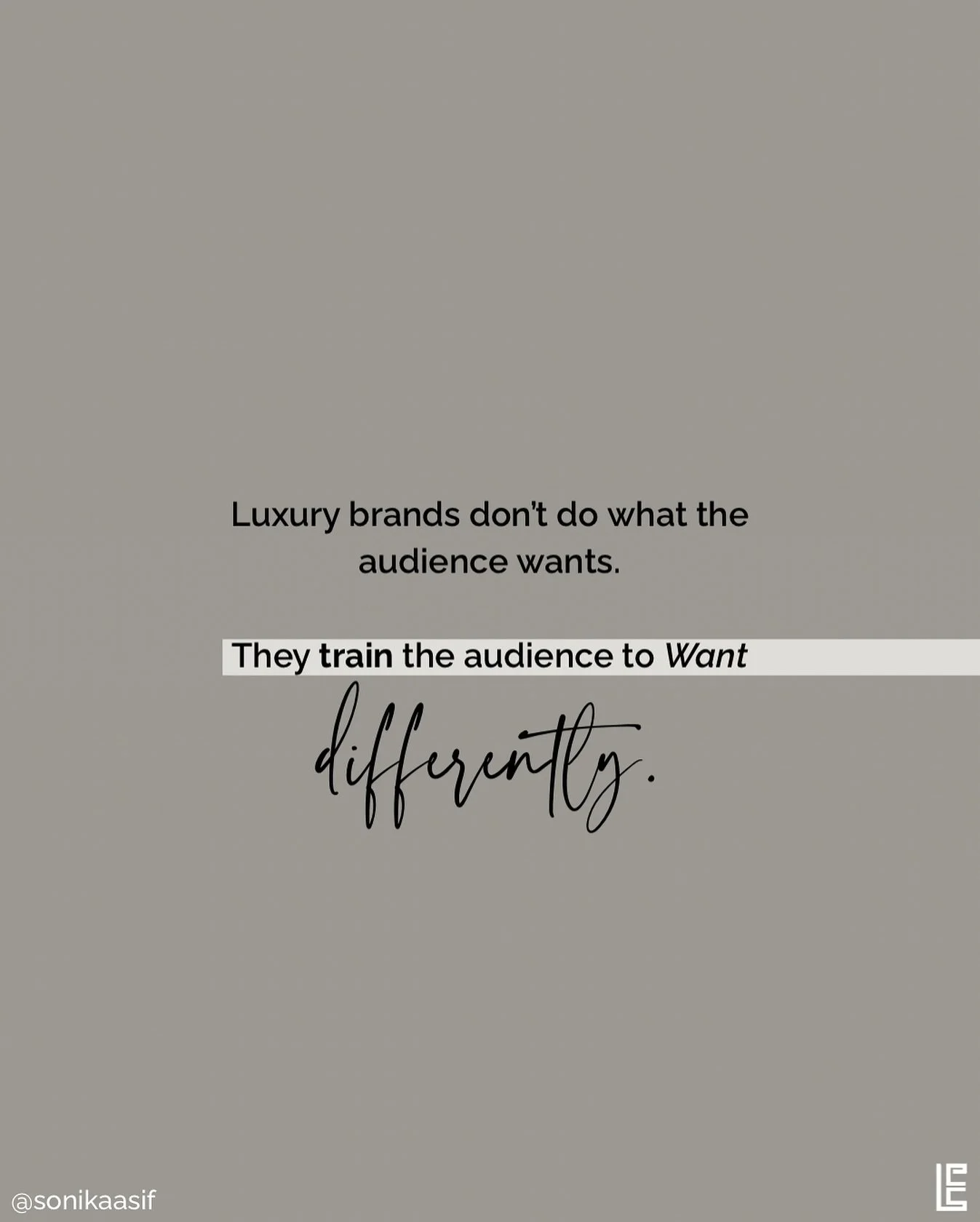 Your brand is trying to meet their current desire (which is way below your standard), instead of installing Luxury Desire &mdash;

Which is why you constantly bounce between holding the tension frequency of being Cult-Luxury, and collapsing back down