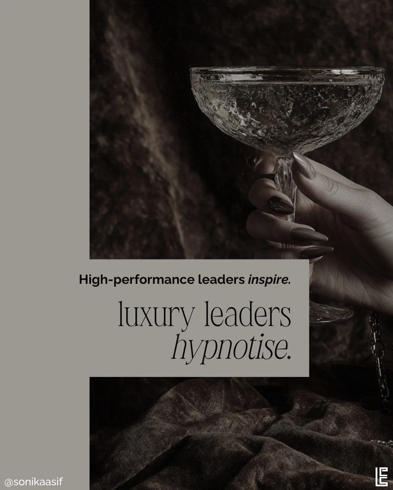 High-performance leaders inspire.
Luxury leaders hypnotise.

Here&rsquo;s how to 10x your impact &mdash; and get paid accordingly.

💎💸

Let's face it - you're the visionary who can take charge of a room with your eyes closed.

But when it comes to 