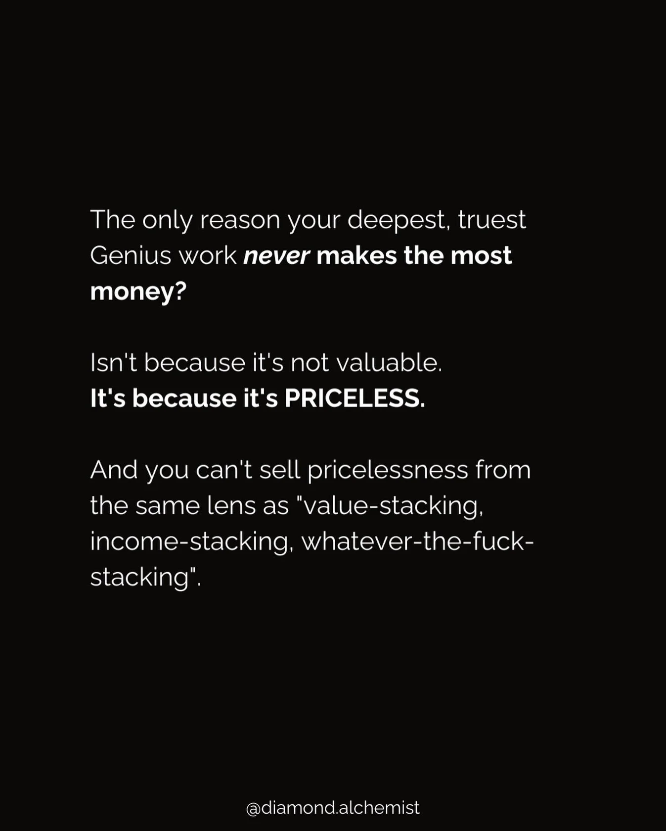 You wonder why you&rsquo;re constantly feeling insecure in your business - meanwhile your value is questioned the second it isn&rsquo;t reflected back by your audience.

Here&rsquo;s a little truth antidote for ya:

Value isn&rsquo;t feedback.
It&rsq