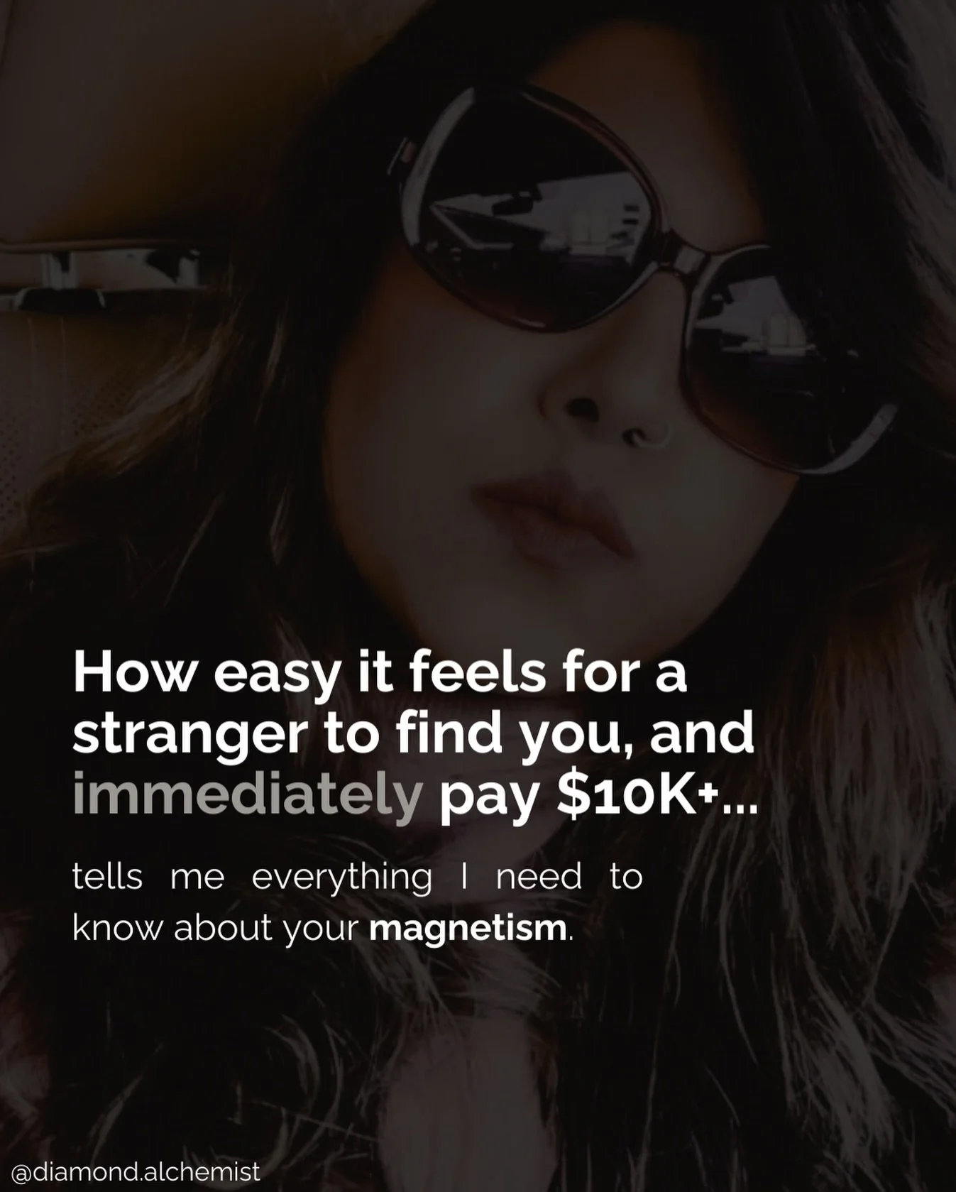 How easy it feels for a stranger to find you, and immediately pay $10K+...

...tells me everything I need to know about your magnetism.

You don&rsquo;t realise the very obvious chokehold you&rsquo;re placing on your sales speed - and it&rsquo;s mind