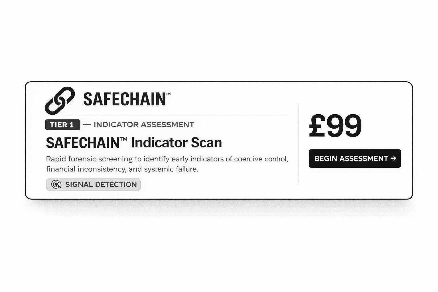 SAFECHAIN™ Indicator Assessment (Tier 1)