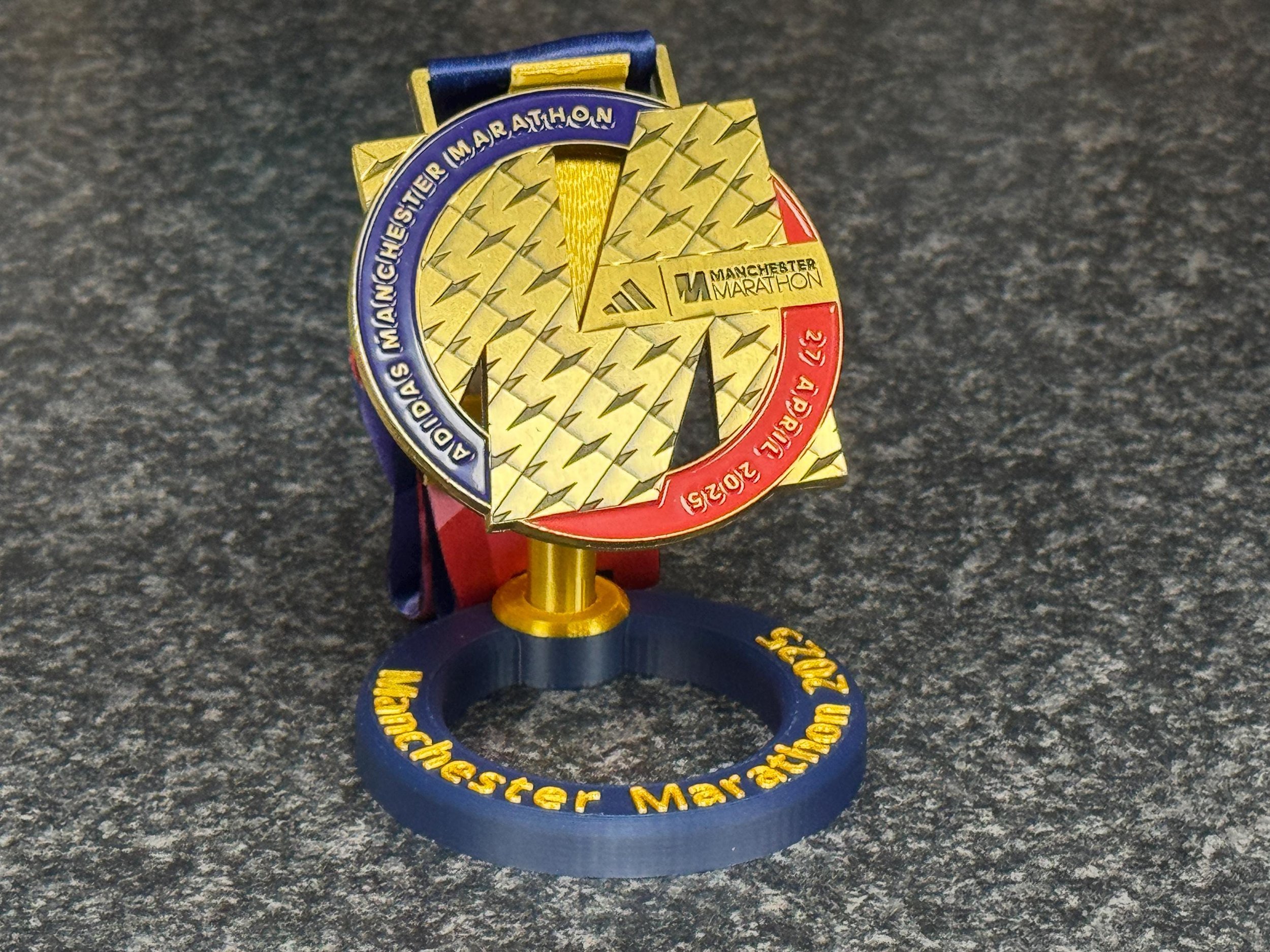 Manchester Marathon medal stand