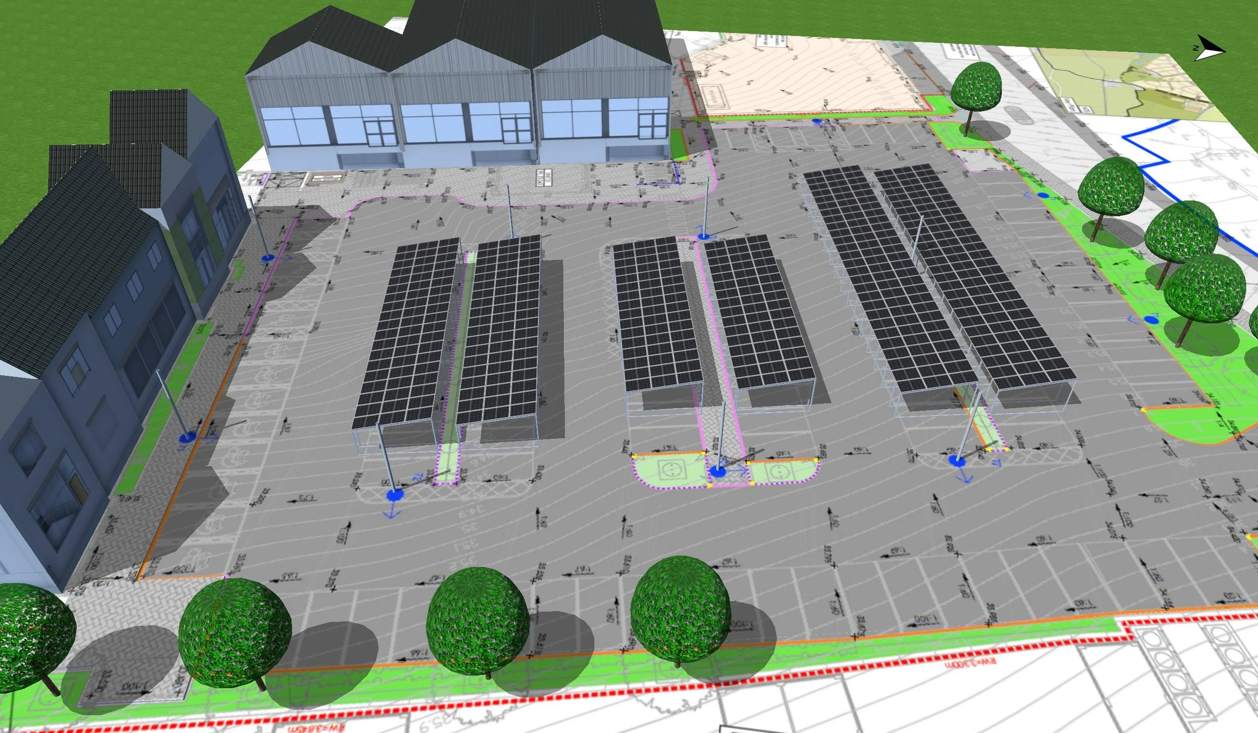 174.84 kWp Solar Carport Design for a Mixed-Use Development in Cornwall