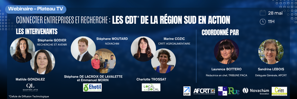 Webinaire | Connecter entreprises et recherche : les CDT de la Région Sud en action