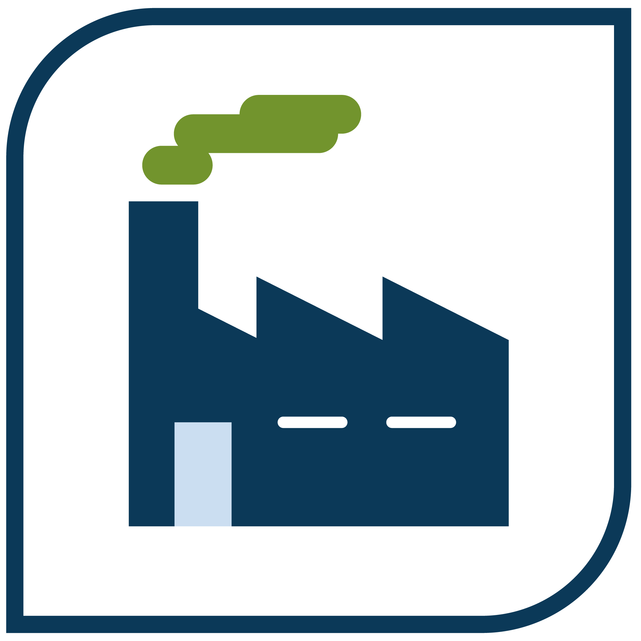 Icone stylisé d'une branche de plante ou de feuille verte sortant d'une masse sombre, représentant une croissance ou un développement naturel.