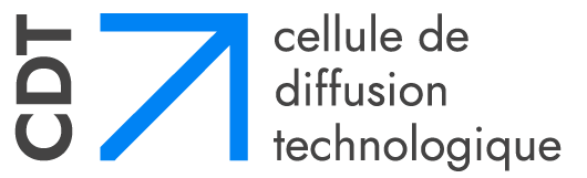 Logo avec le texte 'CRT cellule de diffusion technologique' et une flèche bleue pointant vers le haut.