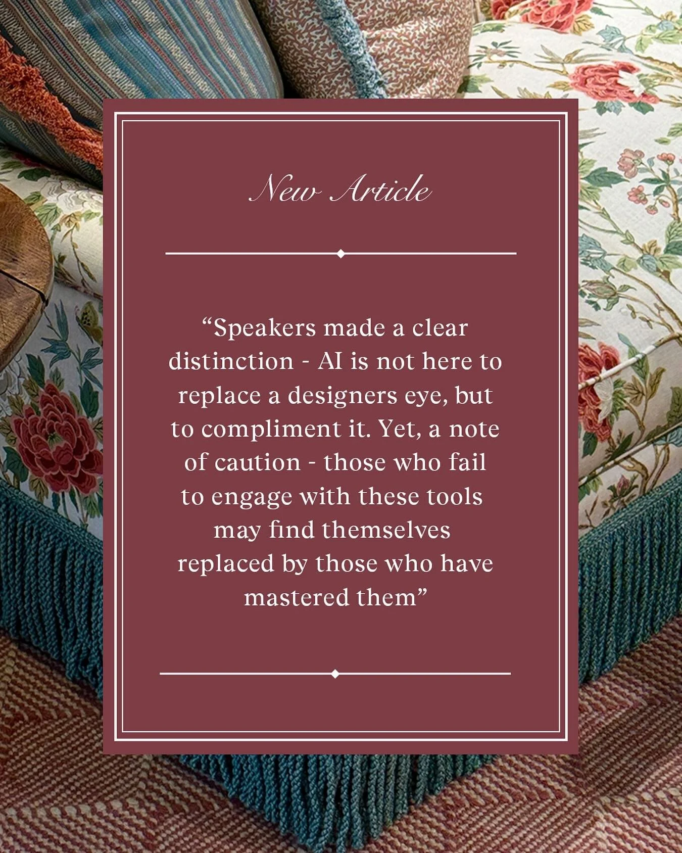 New article, now published to our website! 
&ldquo;Focus/25 in Review: A Landmark in the Interior Design Calendar&rdquo; - Discover highlights from Focus/25 at Chelsea Design Centre, including the Thinking Differently talk on AI in Interior Design. L