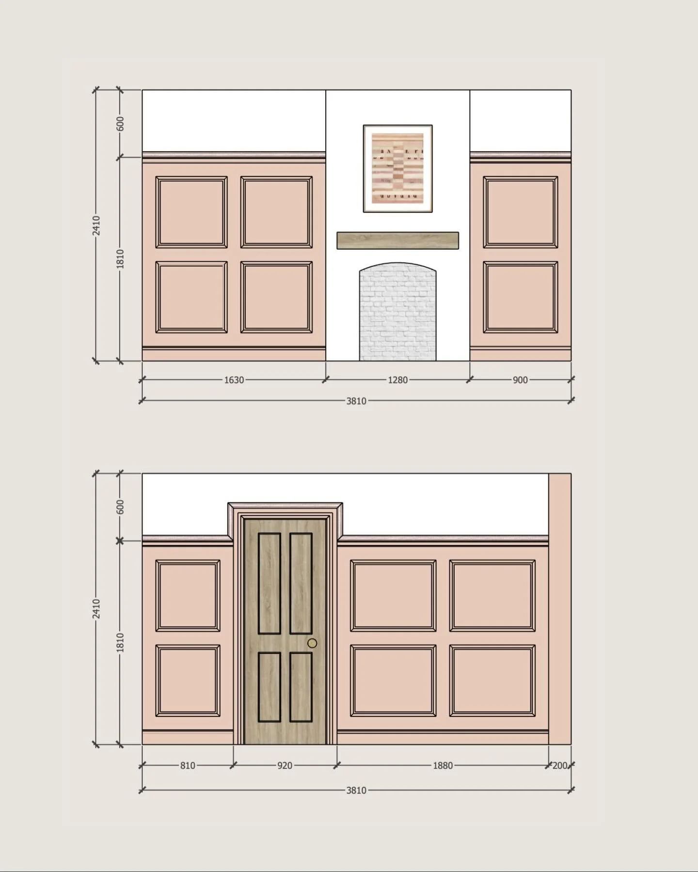 A couple of last-minute panelling plans pulled together for one of my lovely clients in Kent, when we decided to go in a slightly different direction on the style! (Swipe for details ➡️)
Originally planned as square shaker-style panelling, this form 